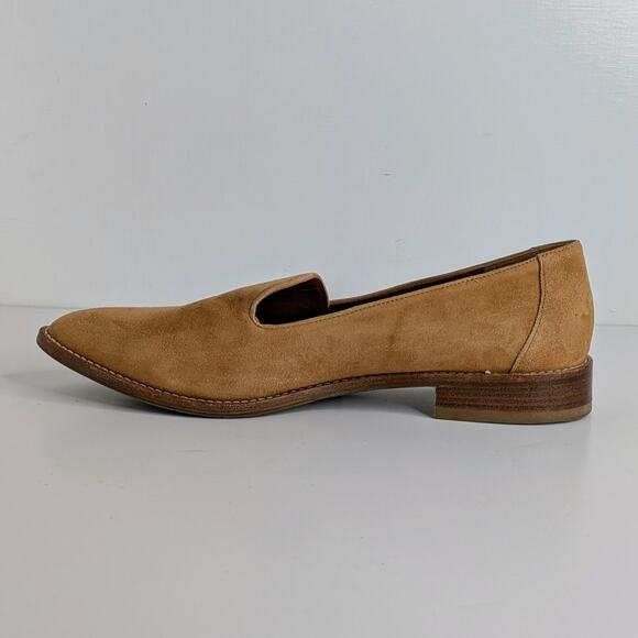 Aquatalia Golda Suede Loafers 8.5 Tan Flats Minimalist Quiet Luxury Weatherproof - Picture 5 of 12